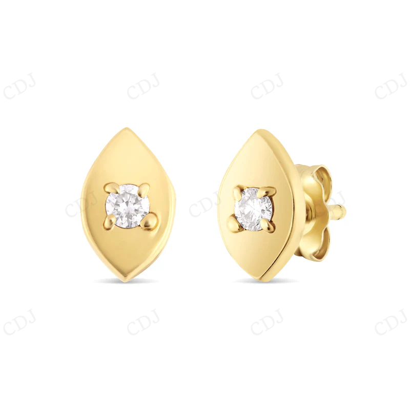 Solid Yellow Gold Diamond Evil Eye Earrings Stud earrings CustomDiamJewel