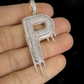 2" 10K Gold Diamond Letter 'P' Initial Drip Pendant CustomDiamJewel