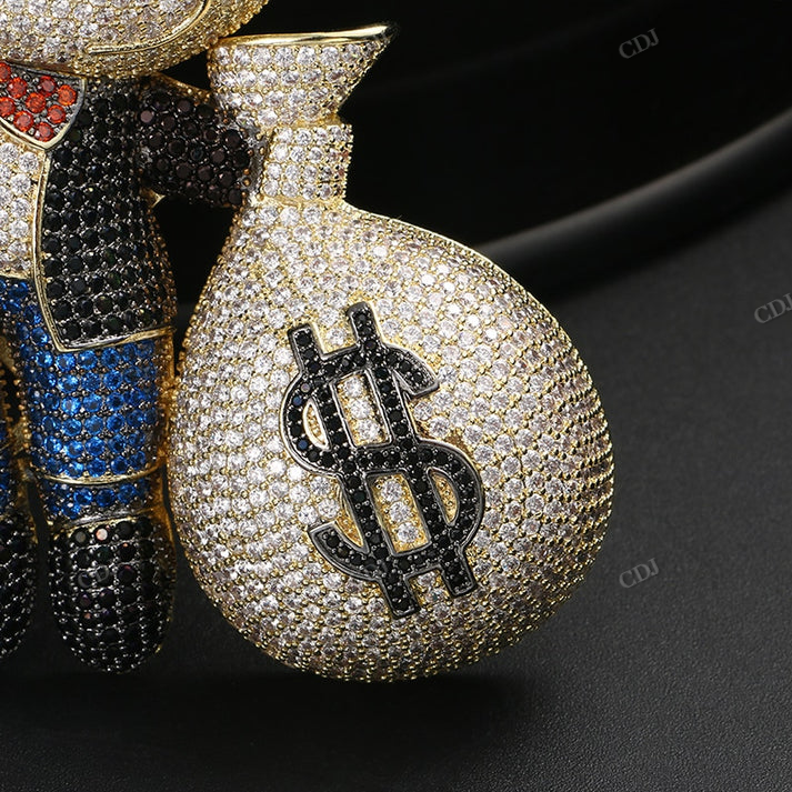 Multi Tone Cartoon Doller Sparkle Bag Pendant hip hop jewelry CustomDiamJewel