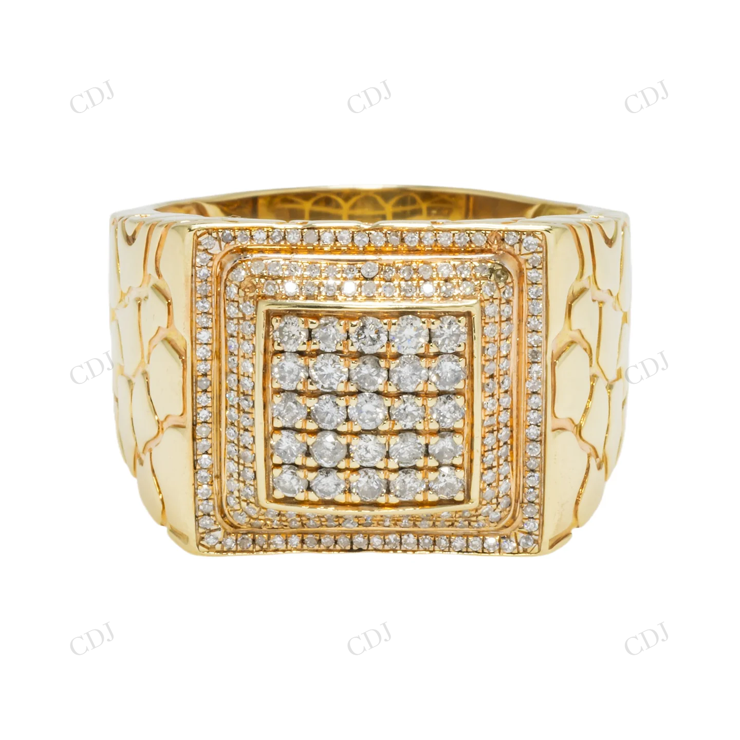 0.87 CTW Gold Platted Silver Moissanite Square Ring hip hop ring customdiamjewel