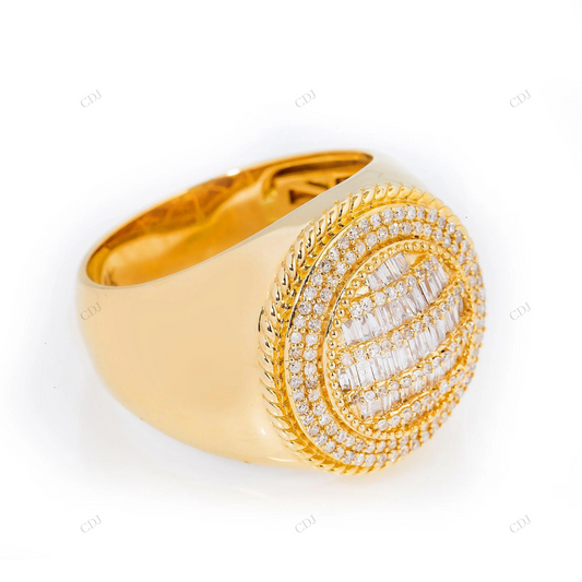 Oval Baguette Moissanite Iced Out Gold Plated Ring hip hop jewelry customdiamjewel