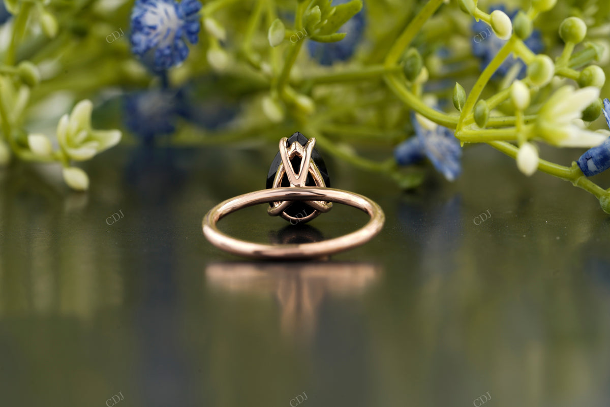 Black Teardrop Solitaire Moissanite Ring customdiamjewel