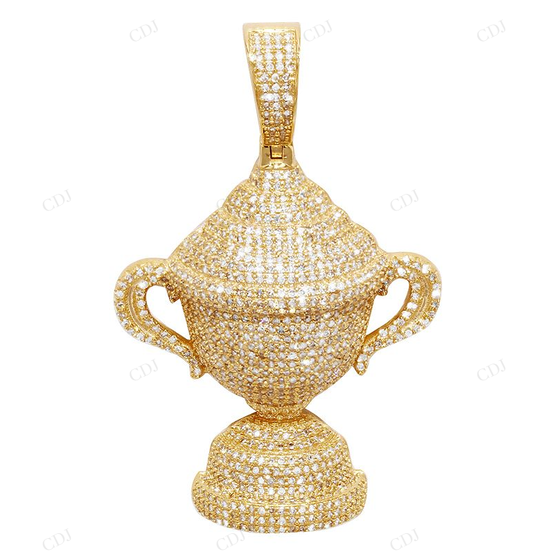 1.6 Inch Unique Sterling Silver Moissanite Trophy Pendant CustomDiamJewel