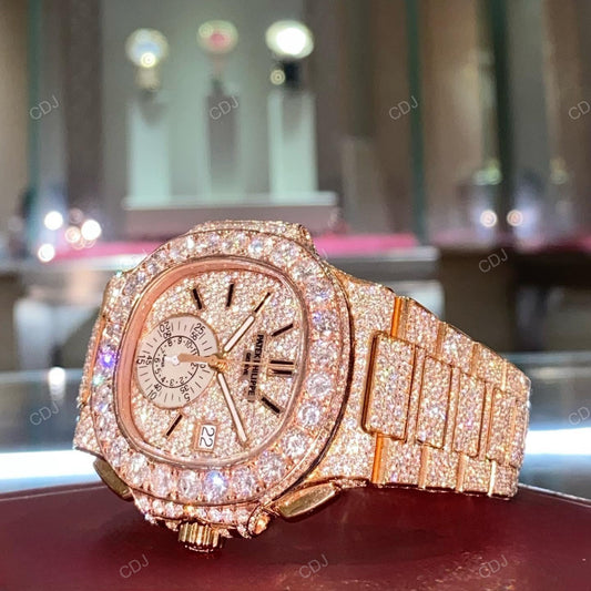 Full Rose Patek Philippe VVS Clarity Moissanite Diamond Iced Out Hip Hop Watch hip hop jewelry CustomDiamJewel
