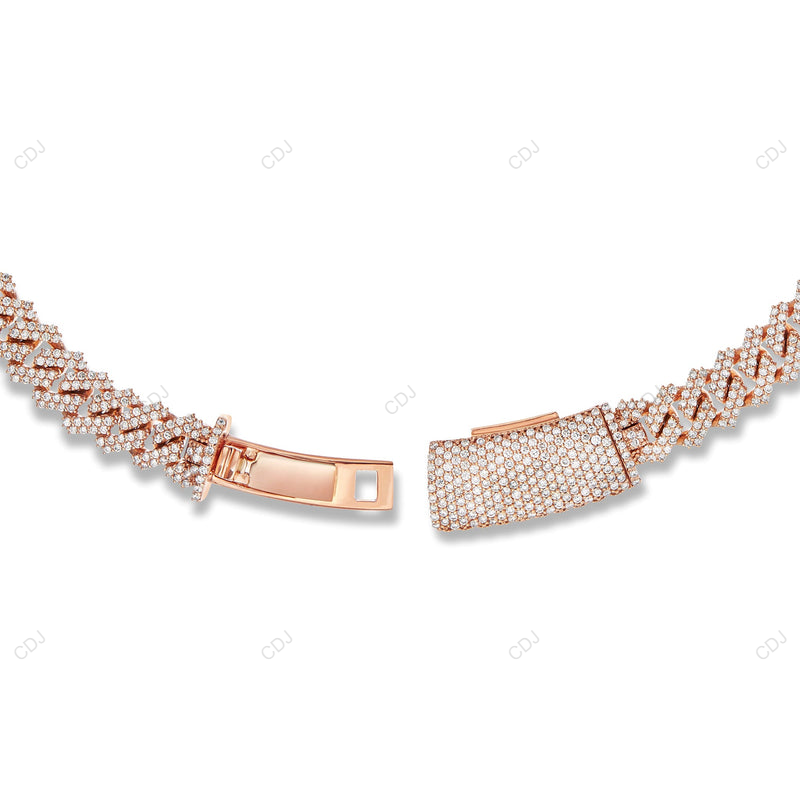 18KT Yellow Gold Fully Iced Out Moissanite Cuban Link Chain CustomDiamJewel