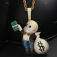 Multi Tone Cartoon Doller Sparkle Bag Pendant hip hop jewelry CustomDiamJewel