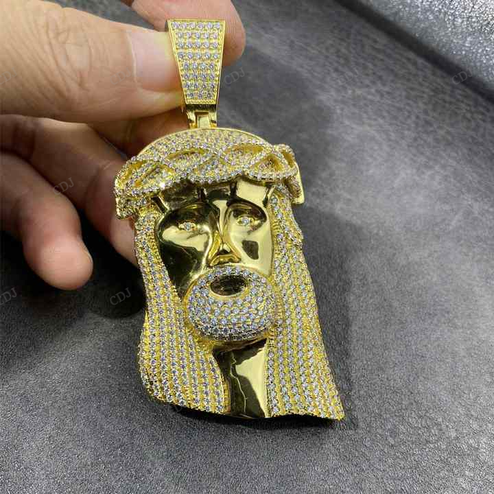 Hip Hop Gold Plated Large Jesus Pendant hip hop jewelry CustomDiamJewel