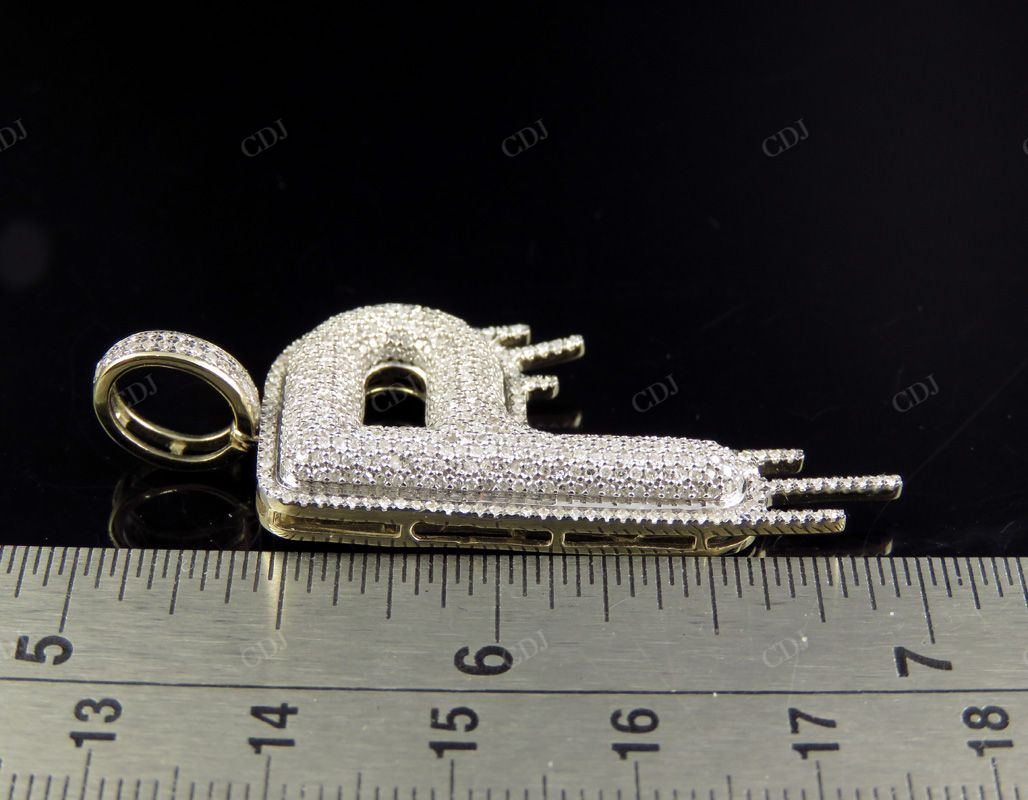 2" 10K Gold Diamond Letter 'P' Initial Drip Pendant CustomDiamJewel