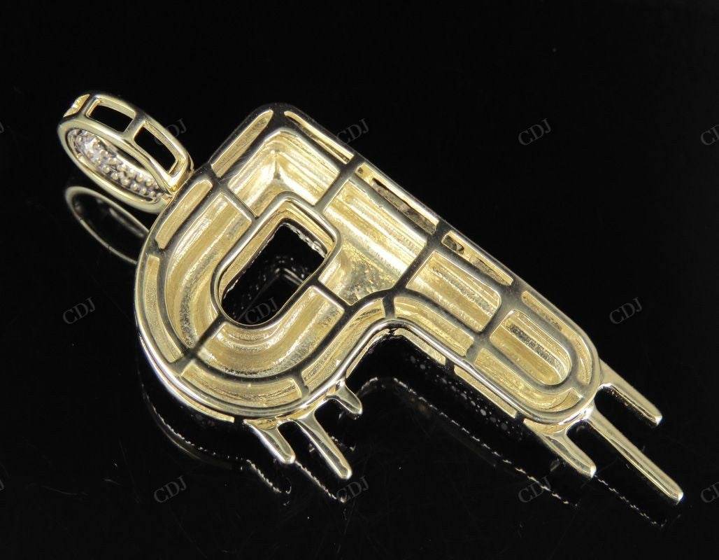 2" 10K Gold Diamond Letter 'P' Initial Drip Pendant CustomDiamJewel