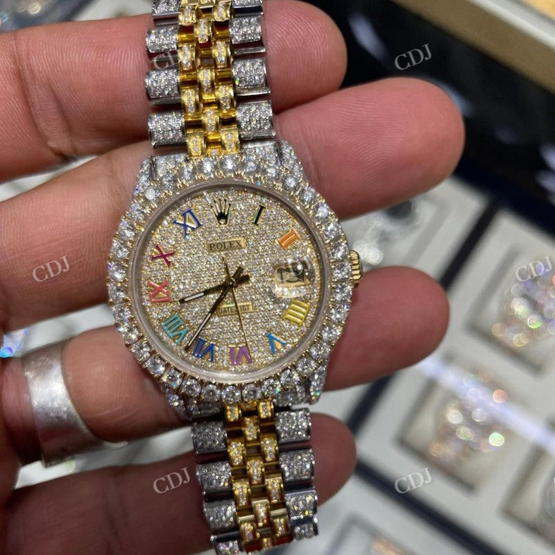 36mm Rolex Big Bezel on Diamond Rainbow Digit Rolex Watch For Men customdiamjewel
