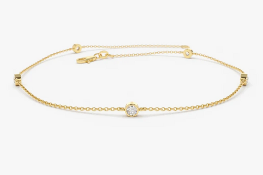 0.20CTW Moissanite Solitaire Bracelet  customdiamjewel Sterling Silver Yellow Gold VVS-EF