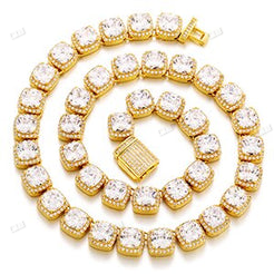 11MM Cluster Cushion Diamond Tennis Chain For Men hip hop jewelry CustomDiamJewel