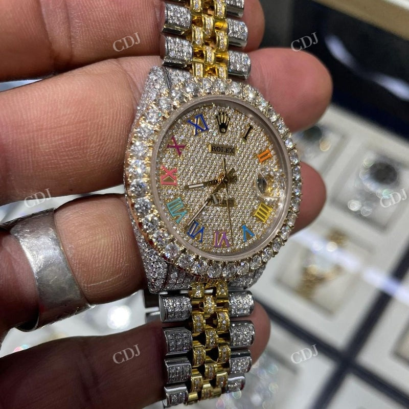 36mm Rolex Big Bezel on Diamond Rainbow Digit Rolex Watch For Men customdiamjewel
