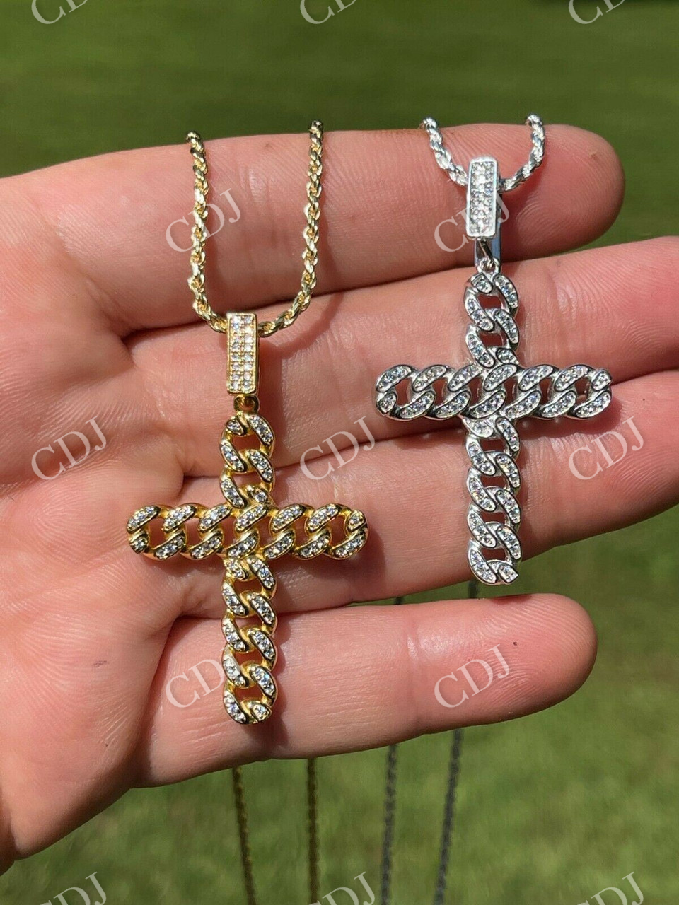 Hip Hop Cuban Link Cross Iced Pendant  customdiamjewel   