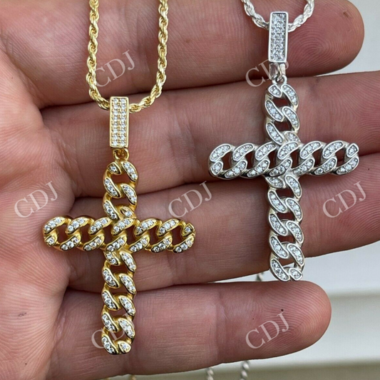Hip Hop Cuban Link Cross Iced Pendant  customdiamjewel   