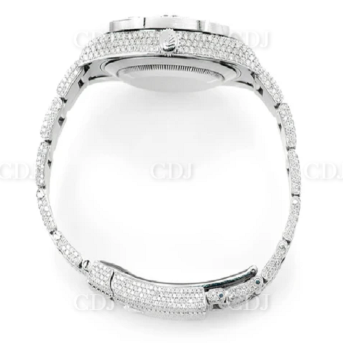 Fully Iced Out Moissanite Studded Blue Face Watch customdiamjewel