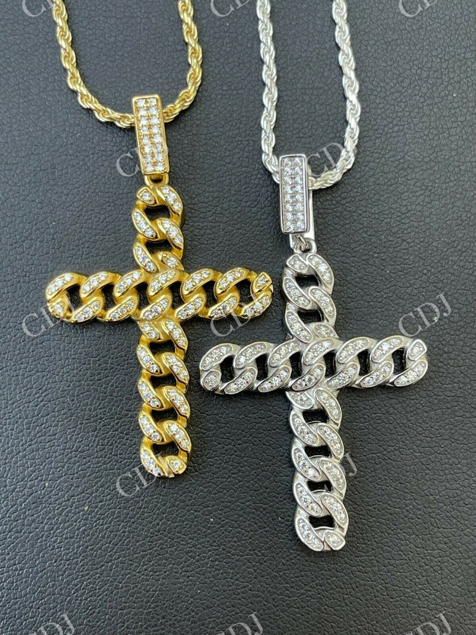 Hip Hop Cuban Link Cross Iced Pendant  customdiamjewel   