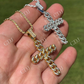 Hip Hop Cuban Link Cross Iced Pendant  customdiamjewel   