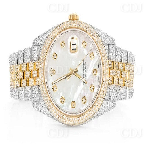 Custom Rolex Moissanite Diamond Watch Date Just Wrist Watch Two Tone Watch 15.99CTW (Approx)