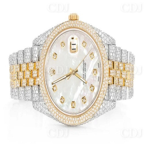 Two Tone Custom Rolex Moissanite Diamond Rolex Jubilee Date Just Wrist Watch customdiamjewel