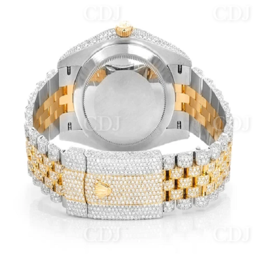 Custom Rolex Moissanite Diamond Watch Date Just Wrist Watch Two Tone Watch 15.99CTW (Approx)