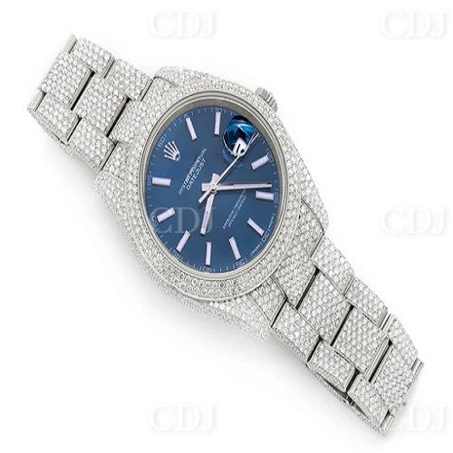 Hip Hop Iced Out Blue Dial Quartz VVS Watch customdiamjewel