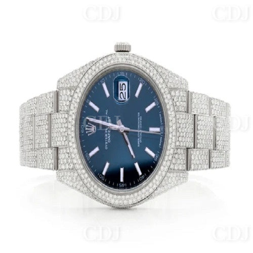 Hip Hop Iced Out Blue Dial Quartz VVS Watch customdiamjewel