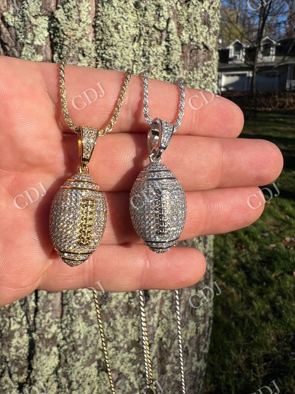 Moissanite Iced Out 3D Football Hip Hop Pendant  customdiamjewel   