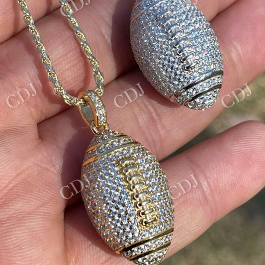 Moissanite Iced Out 3D Football Hip Hop Pendant  customdiamjewel   
