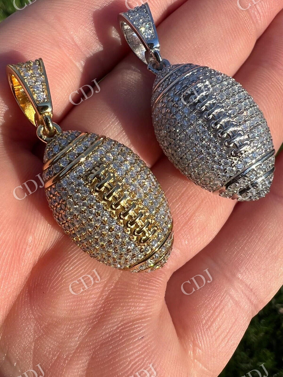 Moissanite Iced Out 3D Football Hip Hop Pendant  customdiamjewel   