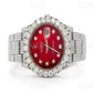 Full White Automatic Movement Rolex Red Dial Diamond Hip Hop Watch customdiamjewel