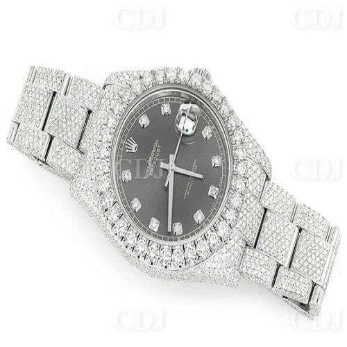Custom Hip Hop Moissanite Diamond Top Brand Rolex Black Dial Watch customdiamjewel