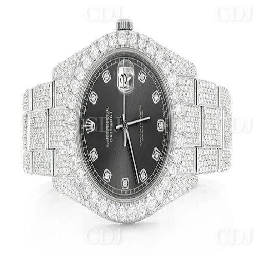 Custom Hip Hop Moissanite Diamond Top Brand Rolex Black Dial Watch customdiamjewel