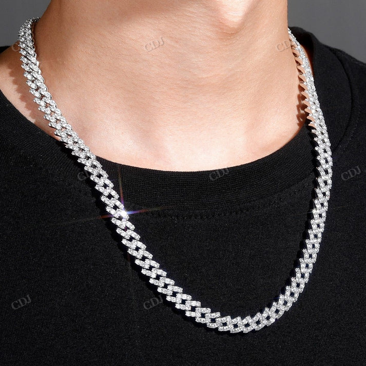Iced Out 8MM Moissanite White Gold Cuban Chain hip hop jewelry CustomDiamJewel