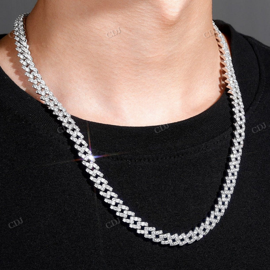 Iced Out 8MM Moissanite White Gold Cuban Chain hip hop jewelry CustomDiamJewel