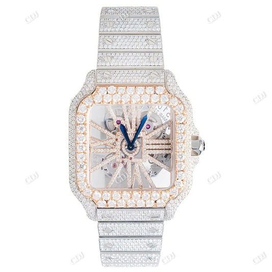 Cartier Skeleton Moissanite Diamond Watch customdiamjewel