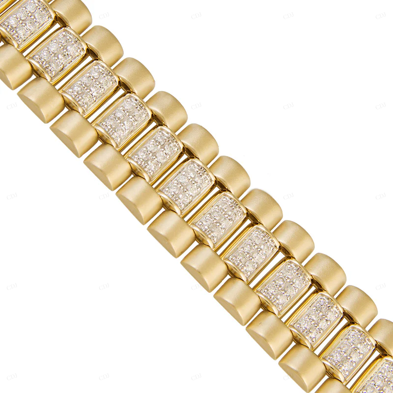 14 Yellow Gold Fancy & Unique President Bracelet For Men CustomDiamJewel