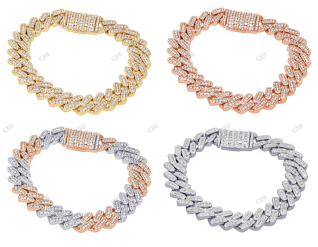 Iced Out Silver Moissanite channel Link Bracelet