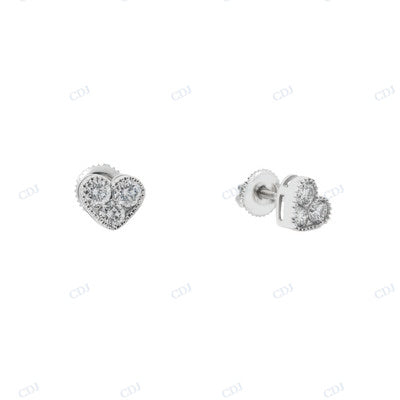 Heart Shape Three Stone 925 Sterling Silver Earrings hip hop jewelry CustomDiamJewel