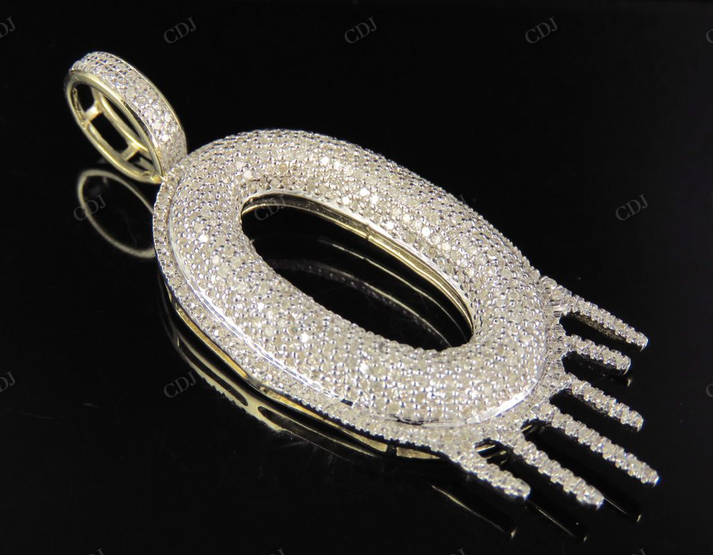 2" 1.4 CTW 10K Gold Real Diamond Letter 'O' Initial Drip Pendant CustomDiamJewel