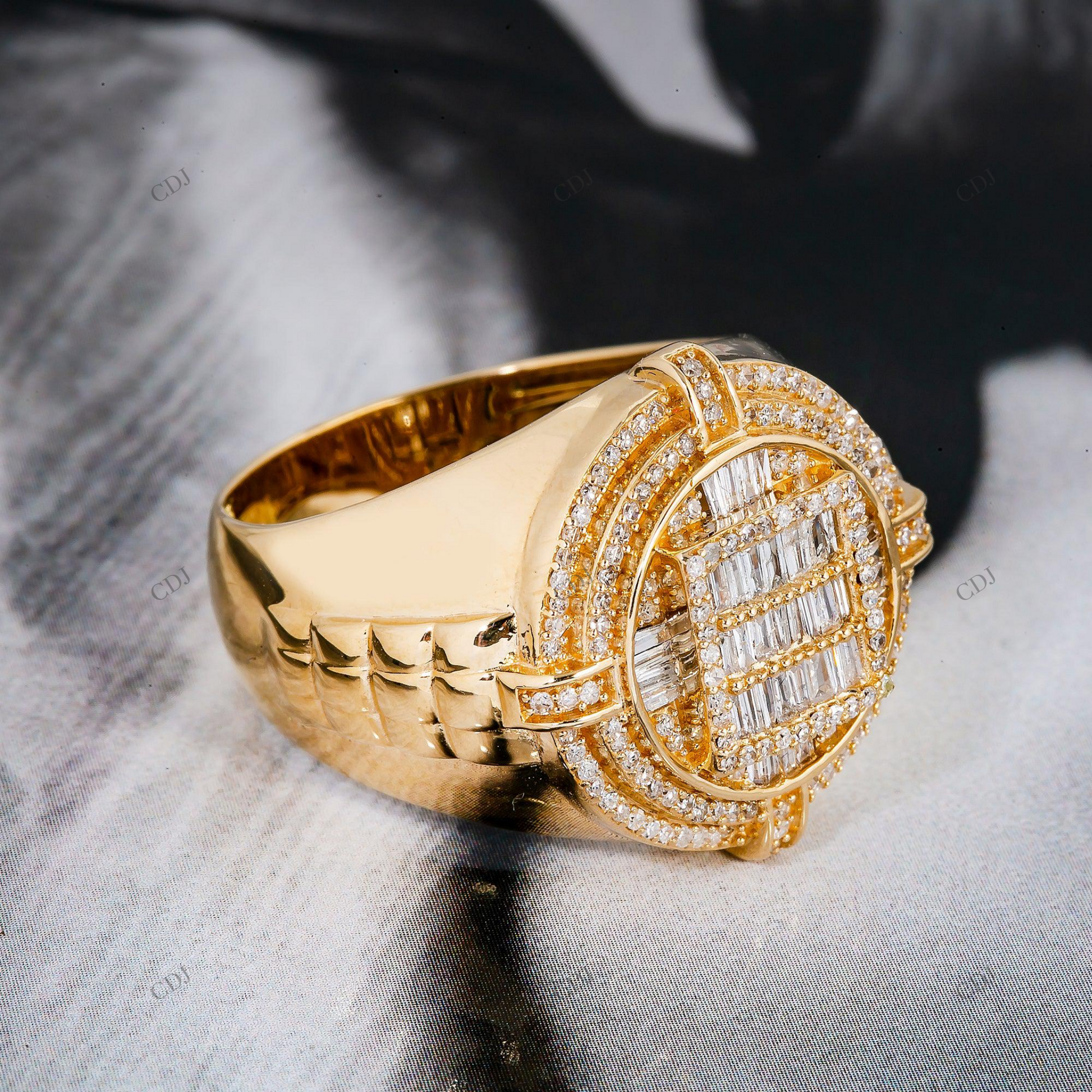 Iced Out Oval Baguette Moissanite Ring for Men hip hop jewelry customdiamjewel