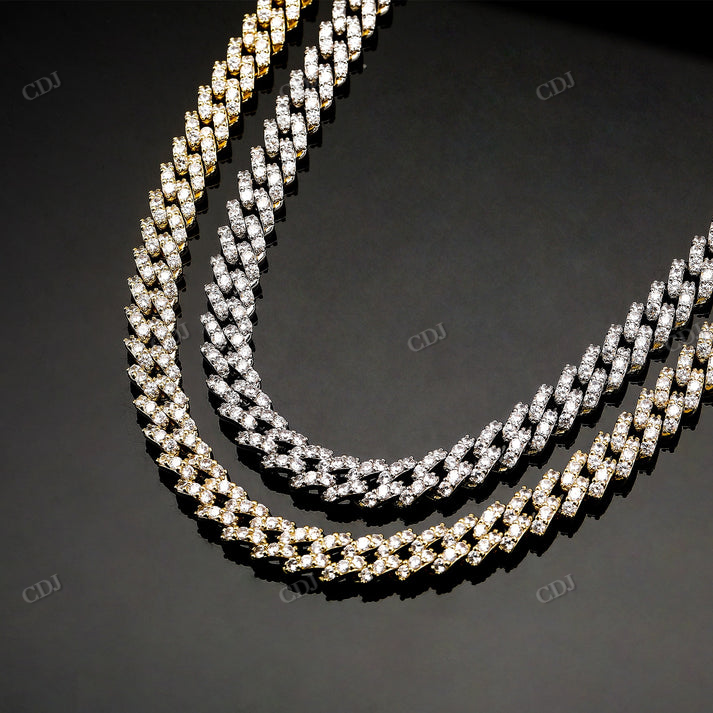Iced Out 8MM Moissanite White Gold Cuban Chain hip hop jewelry CustomDiamJewel