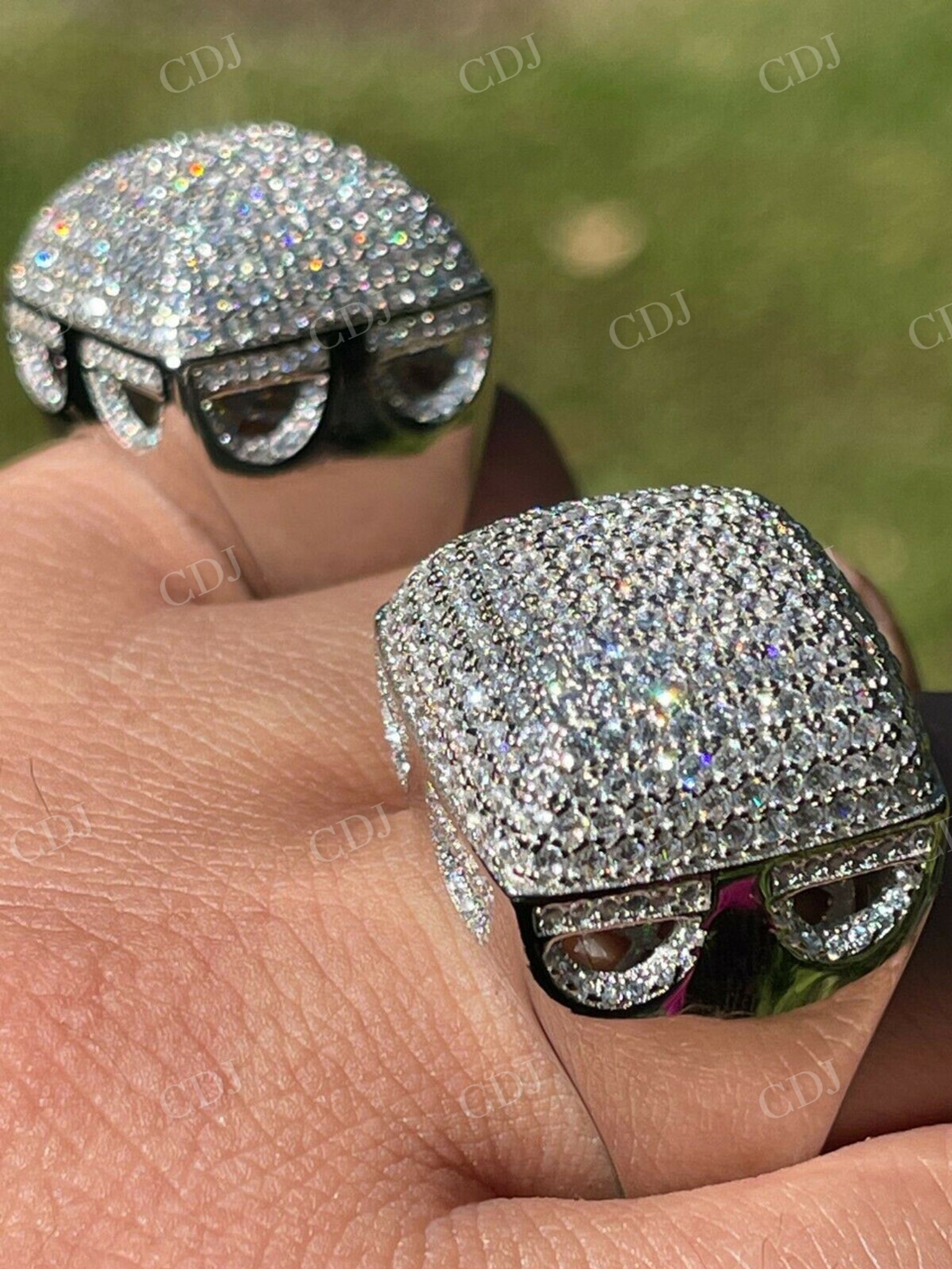 Solid Gold Hip Hop Big Iced Diamond Ring  customdiamjewel   