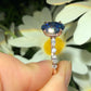 Blue Oval Cut Moissanite Diamond Ring For Women