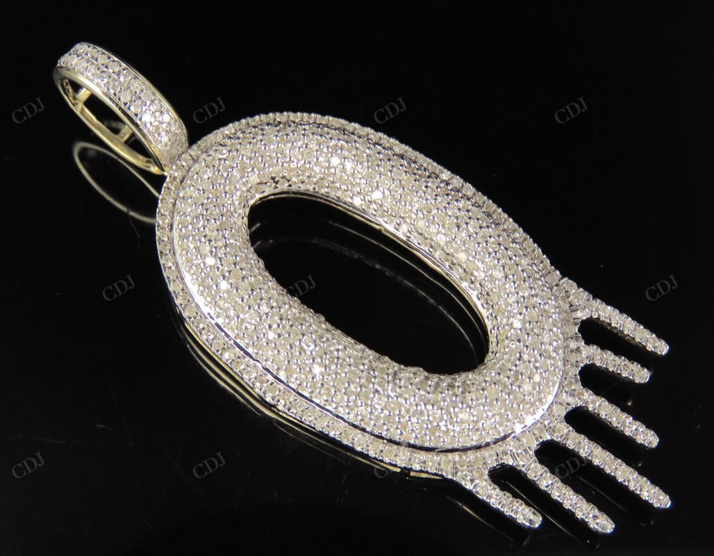 2" 1.4 CTW 10K Gold Real Diamond Letter 'O' Initial Drip Pendant CustomDiamJewel