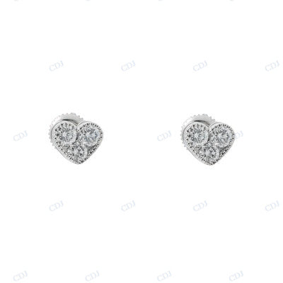 Heart Shape Three Stone 925 Sterling Silver Earrings hip hop jewelry CustomDiamJewel
