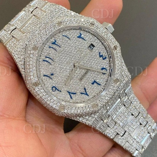 Buss Down Iced Out Blue Arabic Case Men's AP Watch customdiamjewel