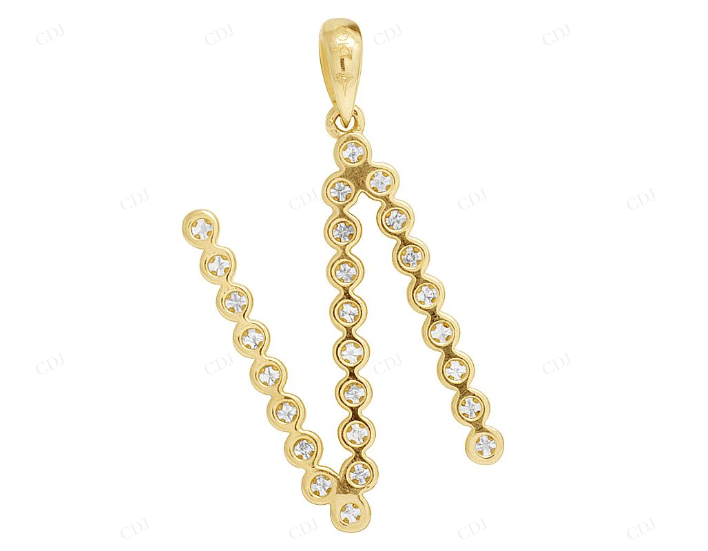1.1" 0.33 CTW 10K Gold Natural Diamond Initial "N" Pendant CustomDiamJewel