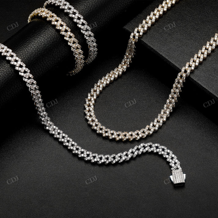 Iced Out 8MM Moissanite White Gold Cuban Chain hip hop jewelry CustomDiamJewel