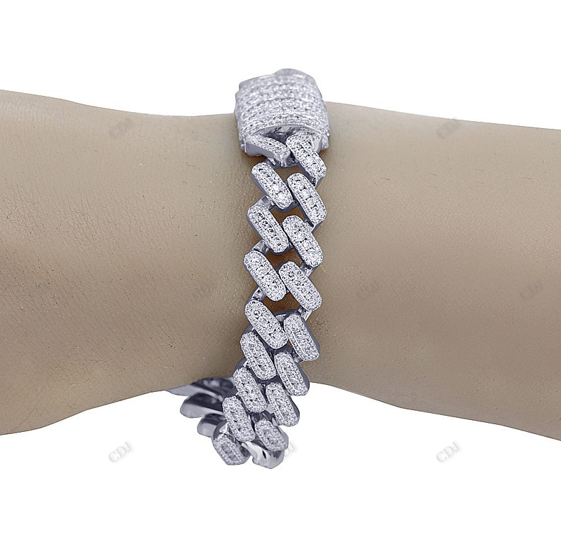 Iced Out Silver Moissanite channel Link Bracelet